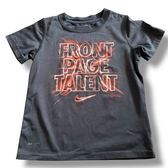 Nike Boys Front Page Talent Dri-Fit Shirt Orange Gray Size 6 Short Sleeves - Picture 3 of 7